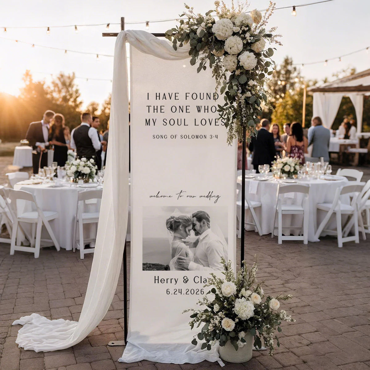 I Have Found The One Whom My Soul Loves - Personalized Wedding Welcome Sign, Custom Wedding Banner - Image 2