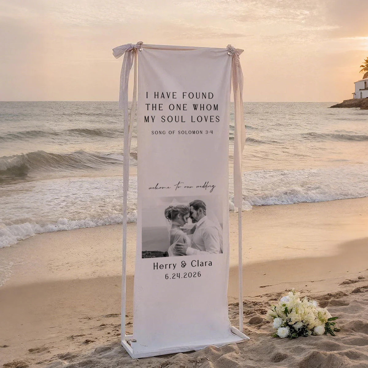 I Have Found The One Whom My Soul Loves - Personalized Wedding Welcome Sign, Custom Wedding Banner - Image 4