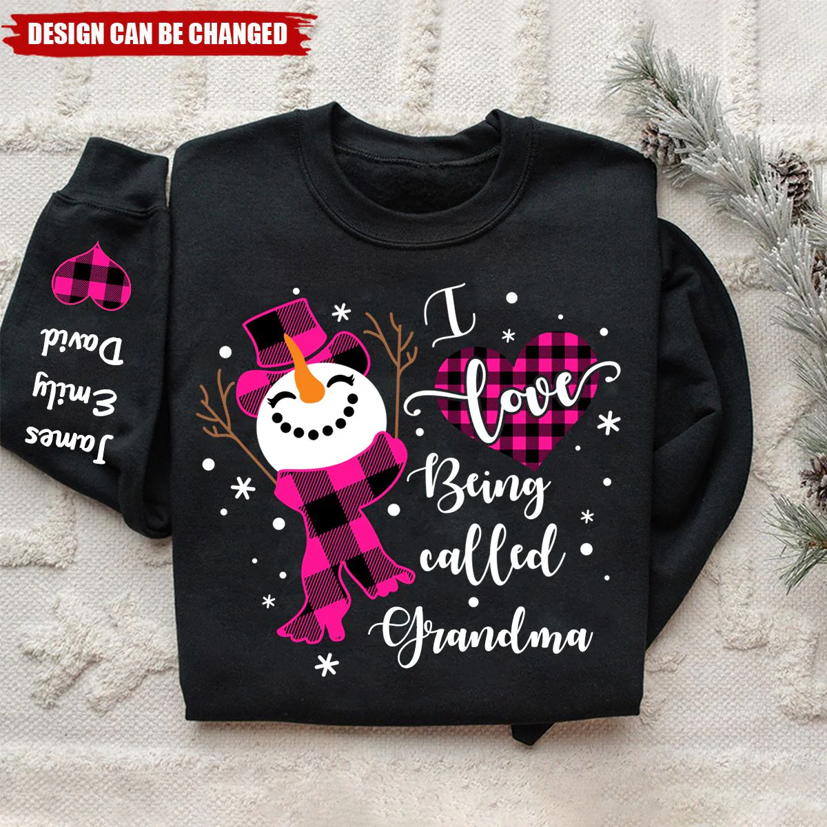 I Love Being Called Grandma Snowman Christmas And Kids Personalized Sweatshirt - Image 3