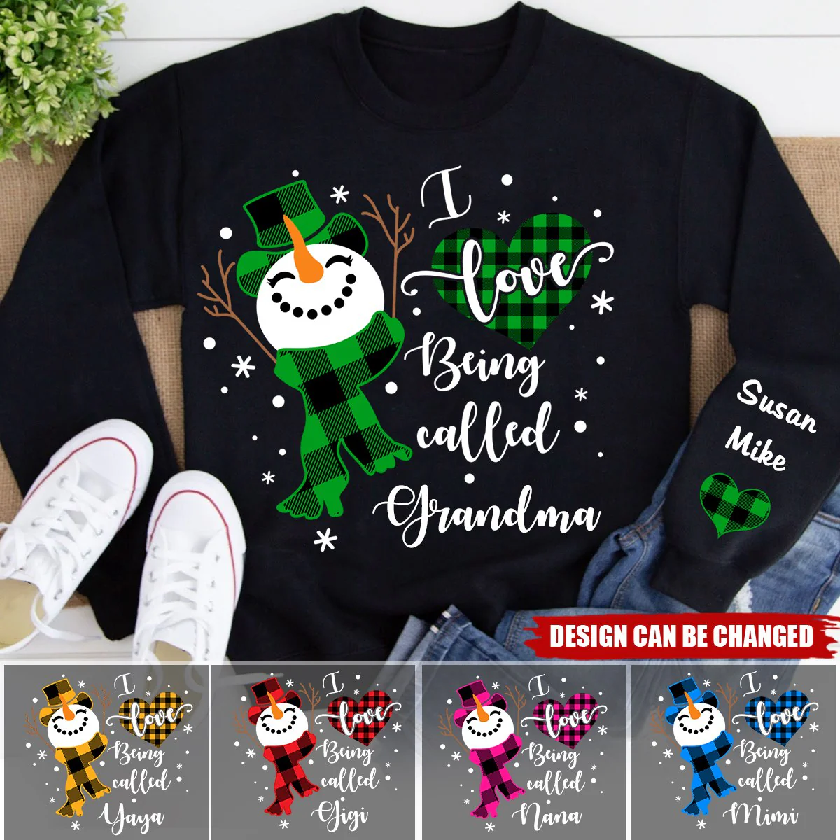 I Love Being Called Grandma Snowman Christmas And Kids Personalized Sweatshirt - Image 6