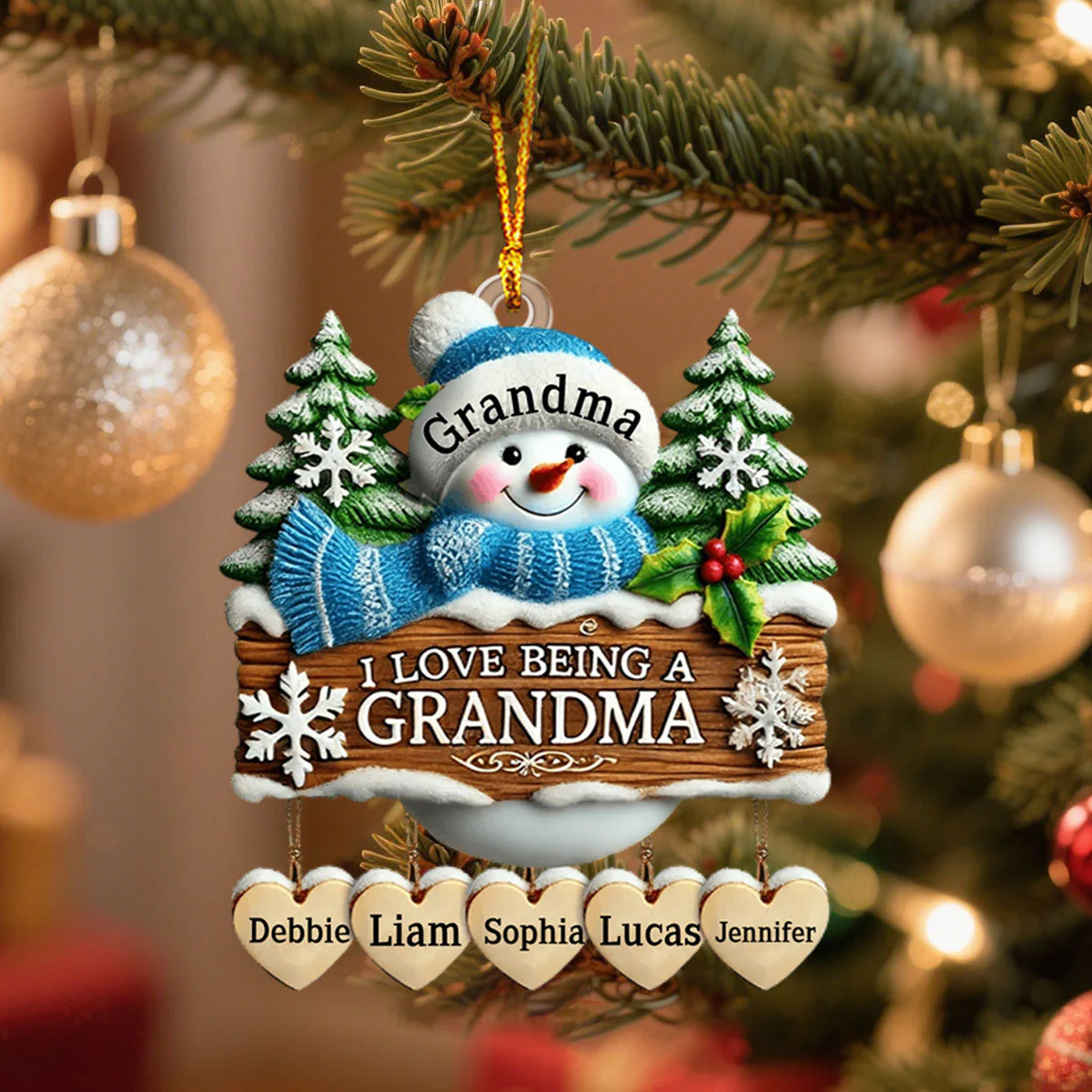 I Love Being Grandma Home Decor Personalized Christmas Ornament - Image 4