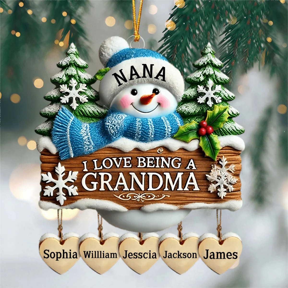 I Love Being Grandma Home Decor Personalized Christmas Ornament - Image 5