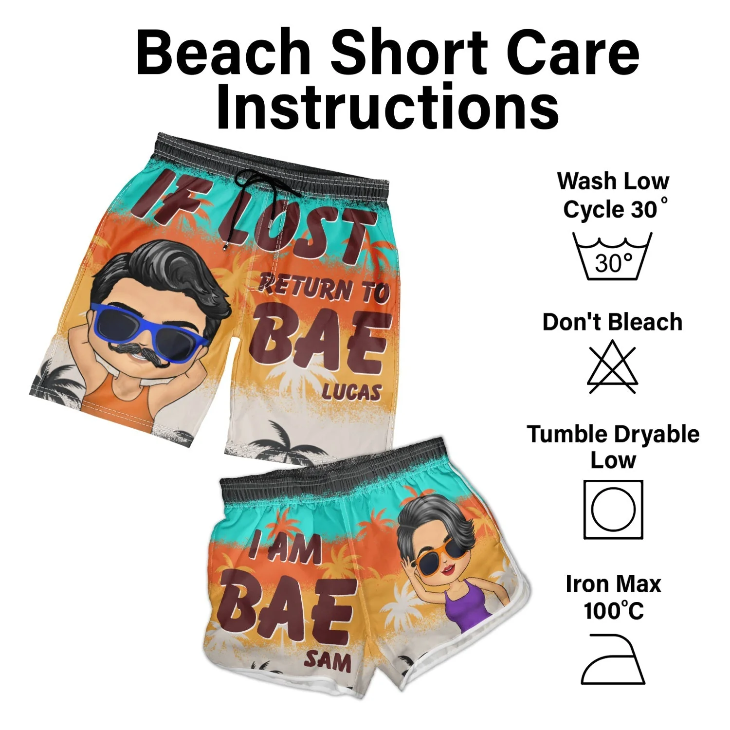 I Love His Dedication Her Personality Summer Beach Vibes - Gift For Spouse, Lover, Husband, Wife, Boyfriend, Girlfriend - Personalized Custom Couple Beach Shorts - Image 3