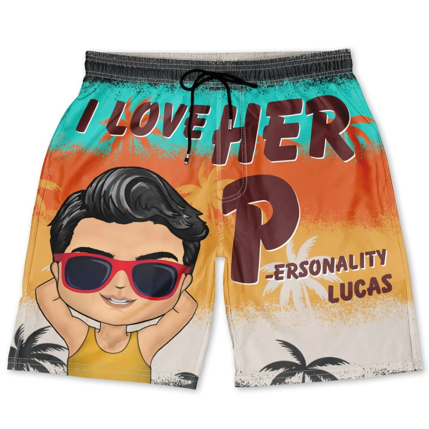 I Love His Dedication Her Personality Summer Beach Vibes - Gift For Spouse, Lover, Husband, Wife, Boyfriend, Girlfriend - Personalized Custom Couple Beach Shorts - Image 5