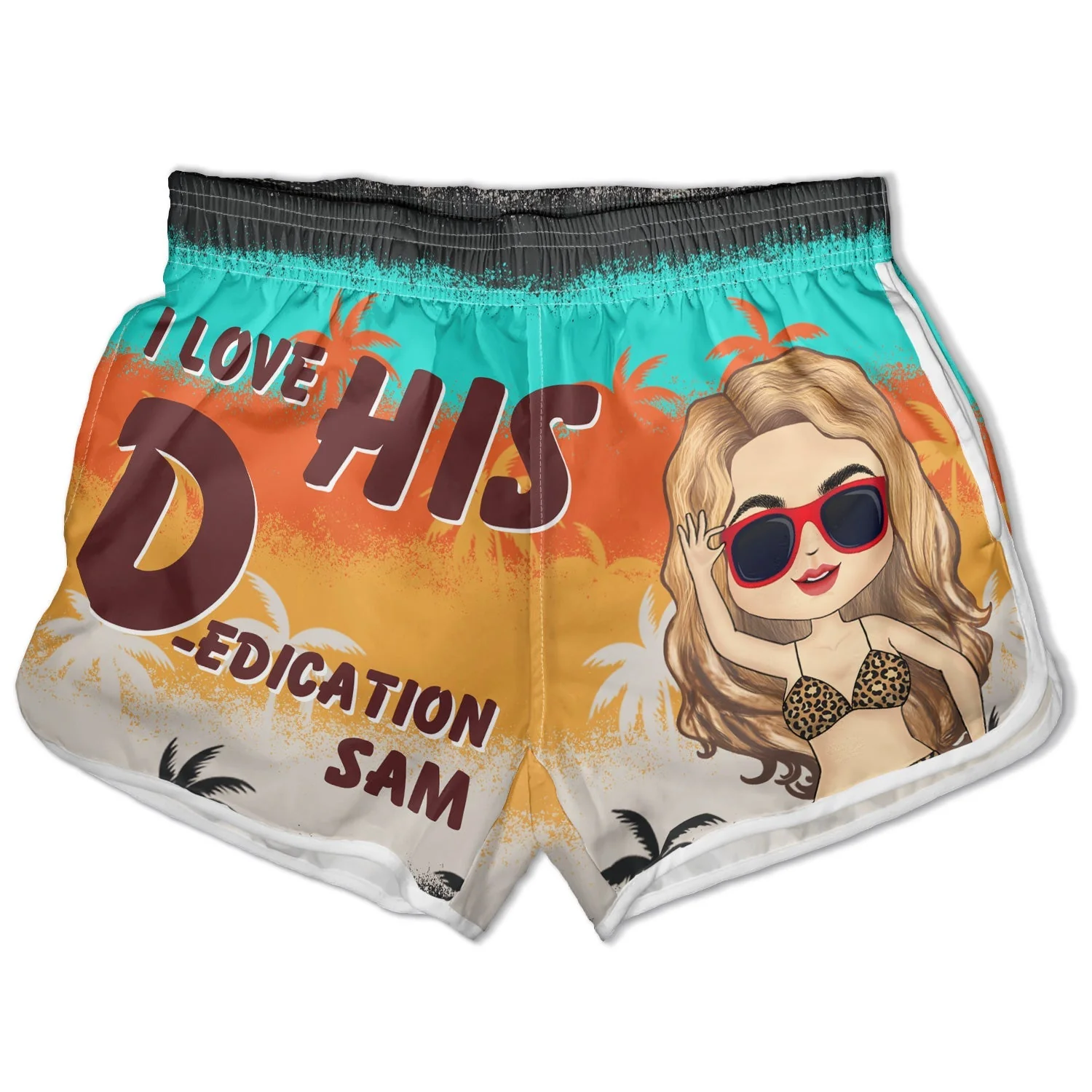 I Love His Dedication Her Personality Summer Beach Vibes - Gift For Spouse, Lover, Husband, Wife, Boyfriend, Girlfriend - Personalized Custom Couple Beach Shorts - Image 6