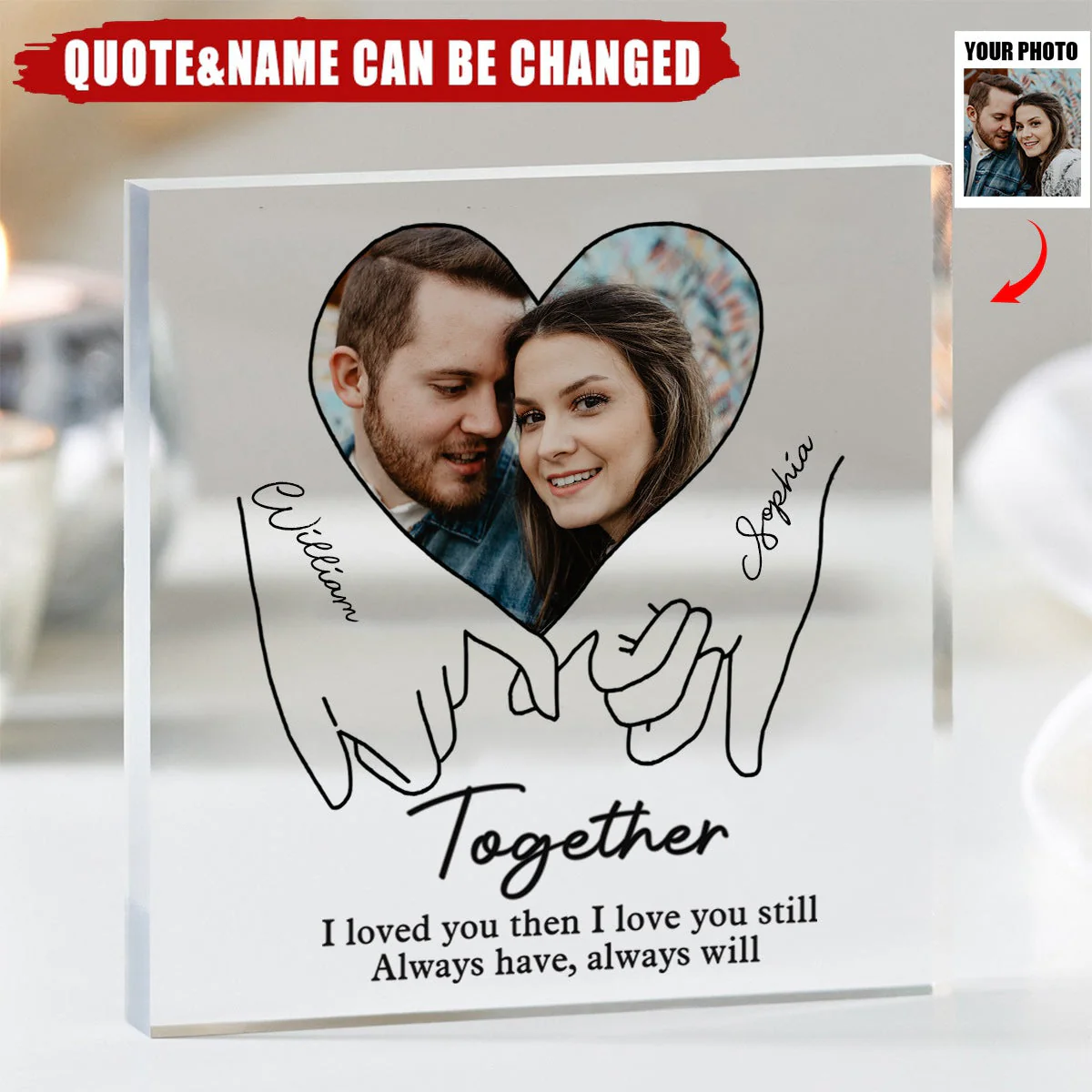 I love you forever & always-Couple Personalized Acrylic Plaque - Image 2
