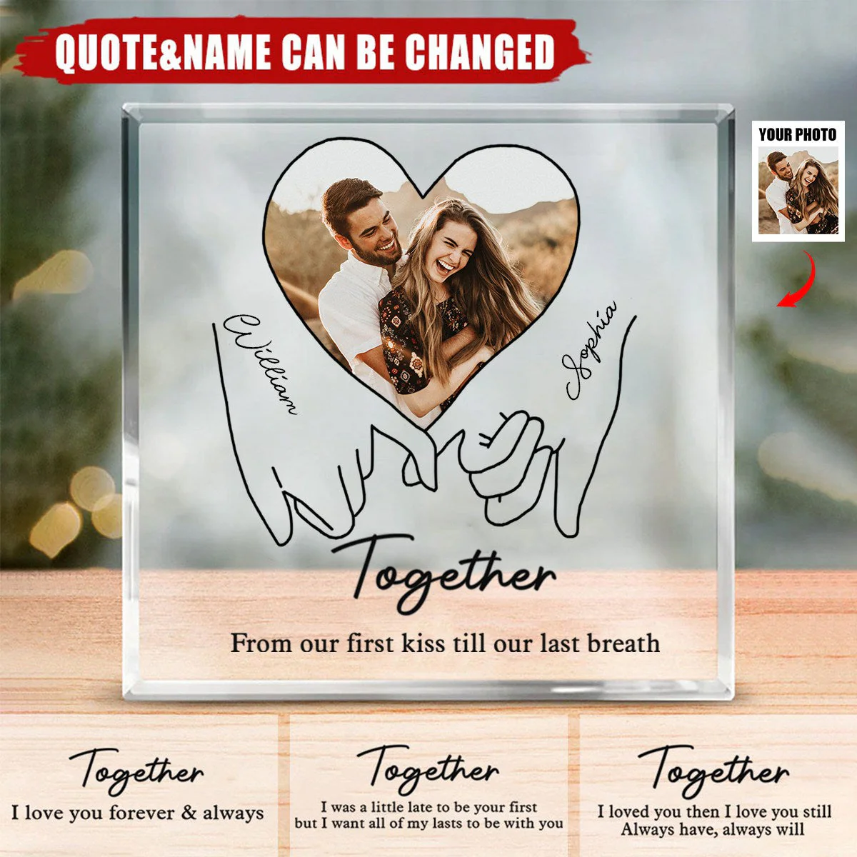 I love you forever & always-Couple Personalized Acrylic Plaque - Image 3