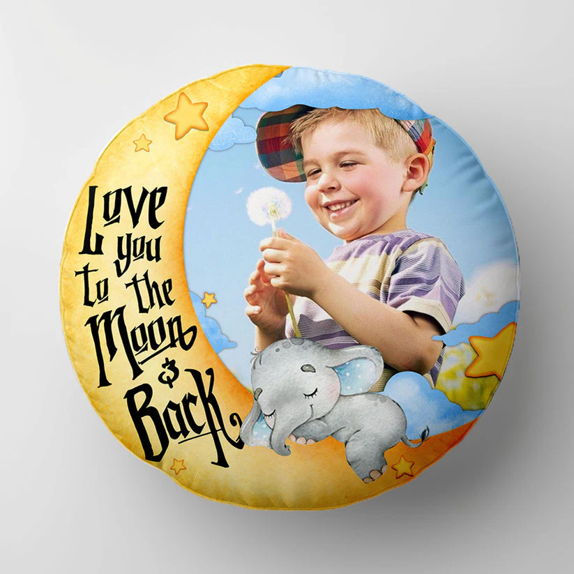 I Love You To The Moon And Back Kid - Personalized Photo Round Pillow - Image 5