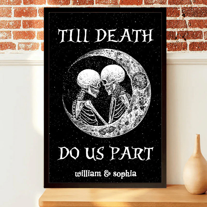 I Love You to the Moon and Back- Personalized Skull Couple Poster - Image 4