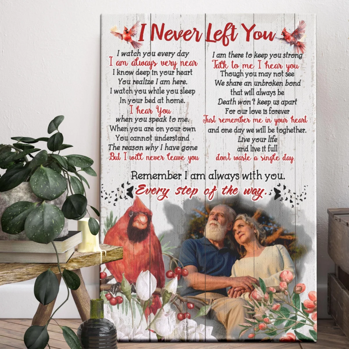 I Never Left You Personalized Memorial Cardinal Canvas Poster - Image 2