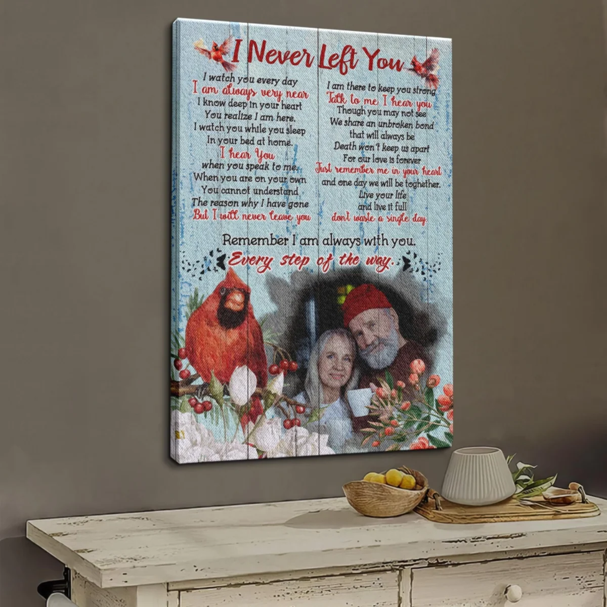 I Never Left You Personalized Memorial Cardinal Canvas Poster - Image 3