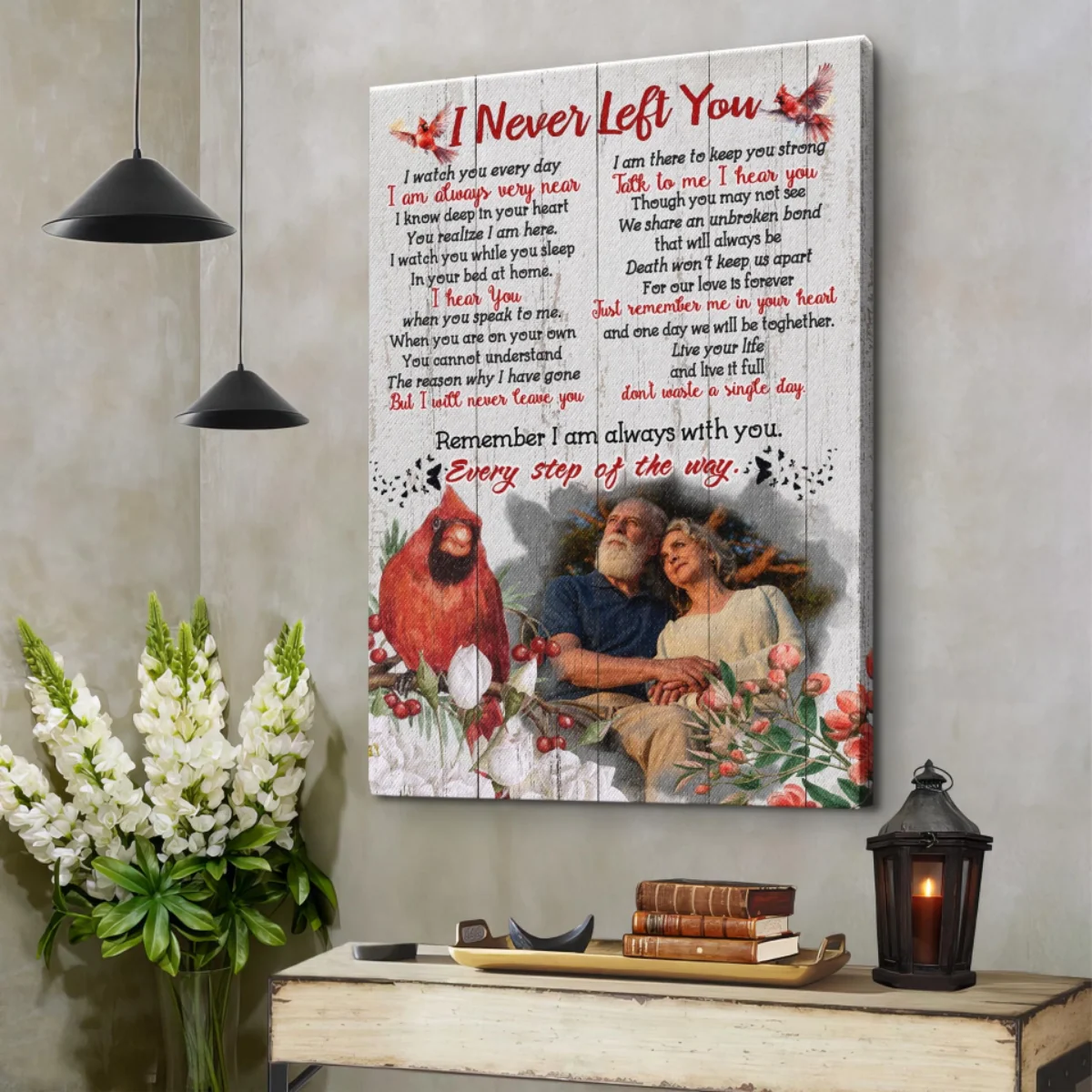 I Never Left You Personalized Memorial Cardinal Canvas Poster - Image 5