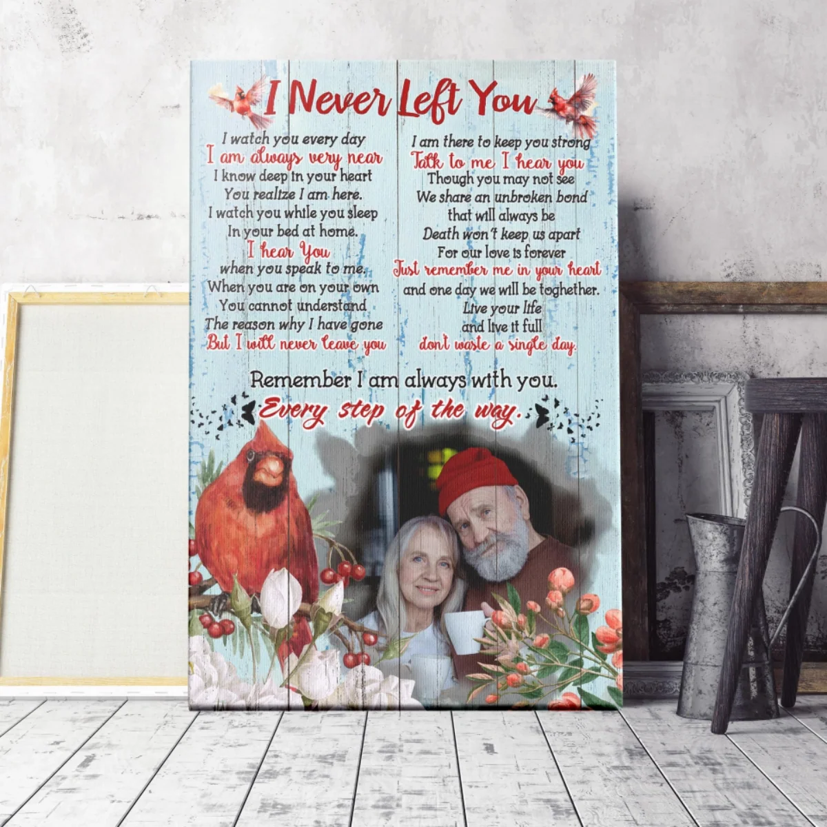 I Never Left You Personalized Memorial Cardinal Canvas Poster - Image 7