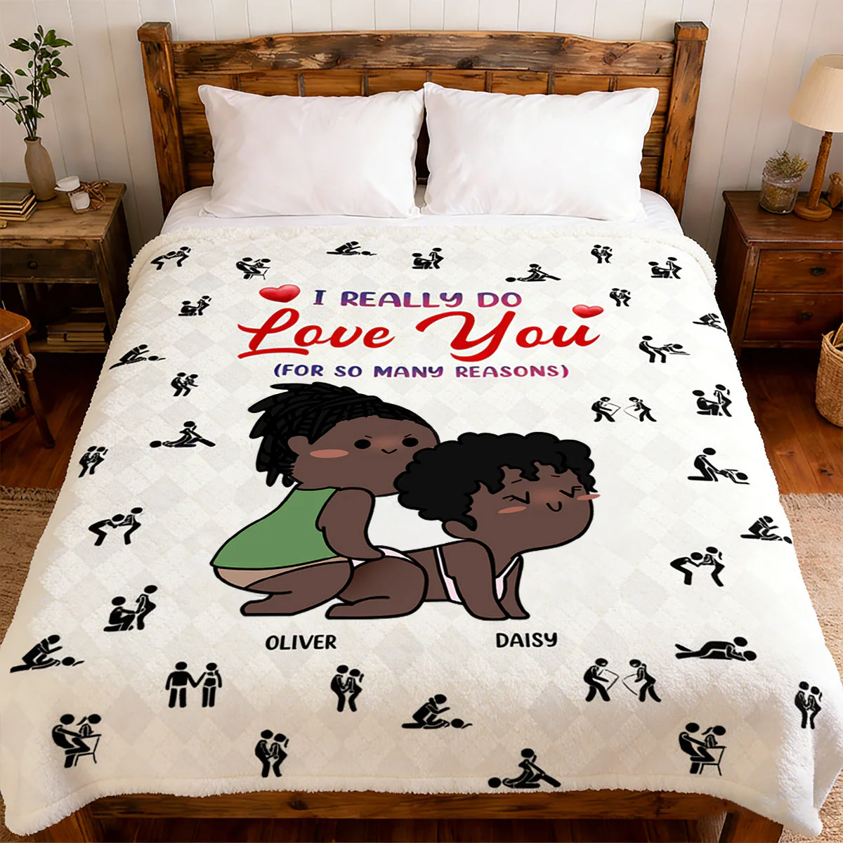 I Really Do Love You - Personalized Couple Blanket - Image 4