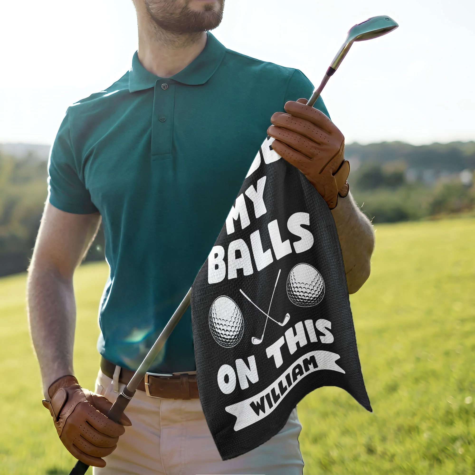 I Use This Towel To Clean My Balls - Personalized Golf Towel Funny Gifts For Golfers, Men, Dad, Husband, Buddies - Image 2