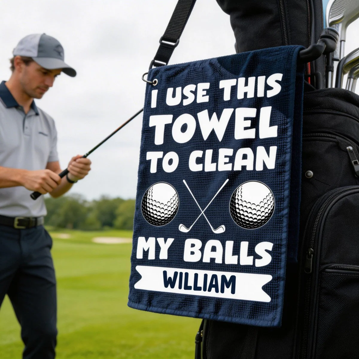 I Use This Towel To Clean My Balls - Personalized Golf Towel Funny Gifts For Golfers, Men, Dad, Husband, Buddies - Image 3