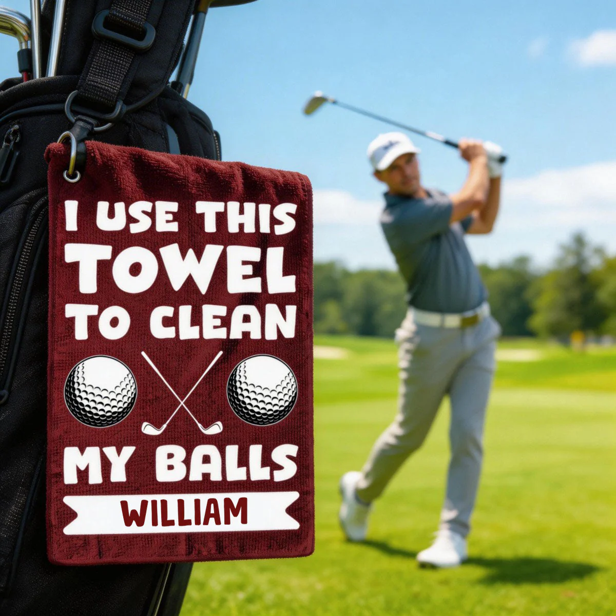 I Use This Towel To Clean My Balls - Personalized Golf Towel Funny Gifts For Golfers, Men, Dad, Husband, Buddies - Image 4