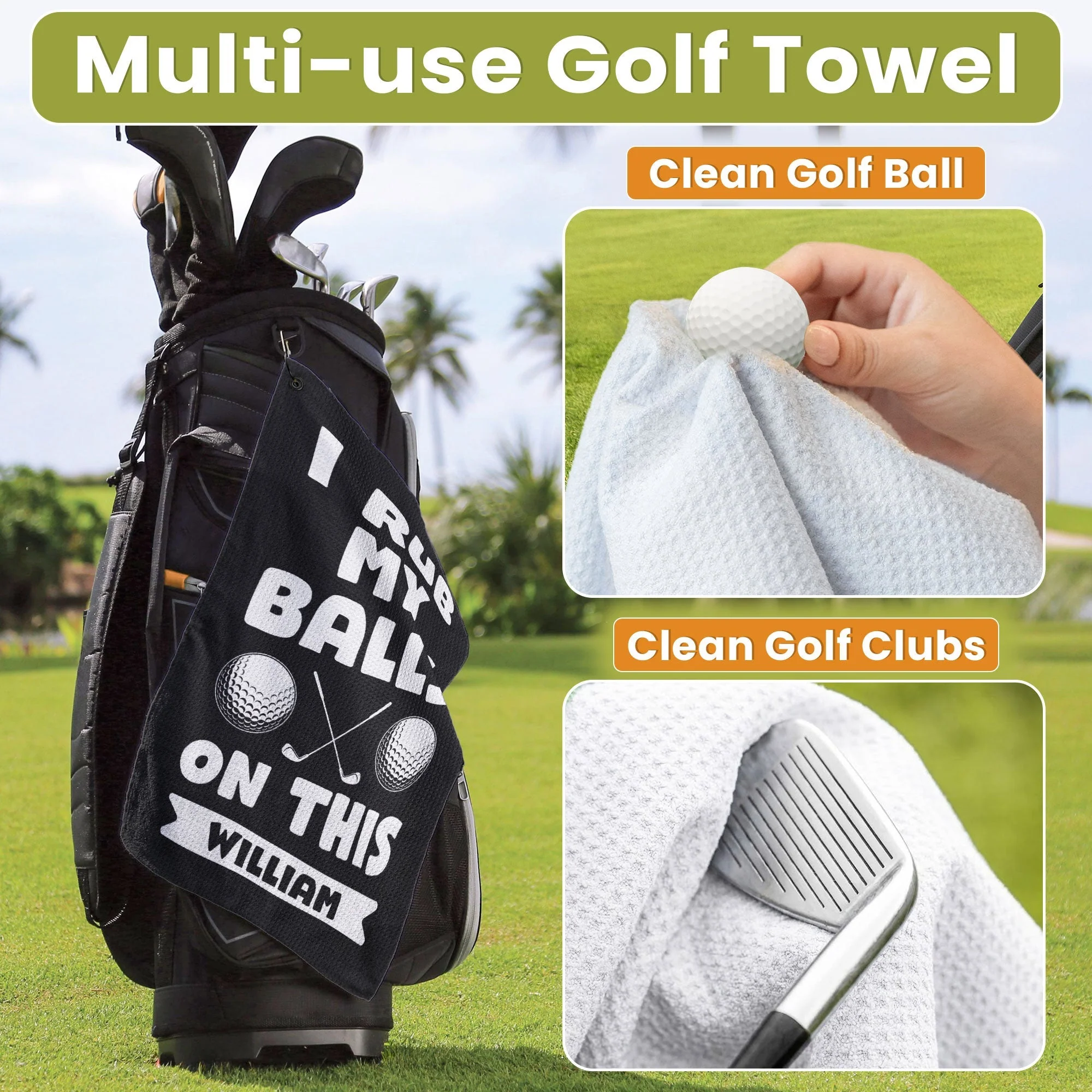 I Use This Towel To Clean My Balls - Personalized Golf Towel Funny Gifts For Golfers, Men, Dad, Husband, Buddies - Image 8