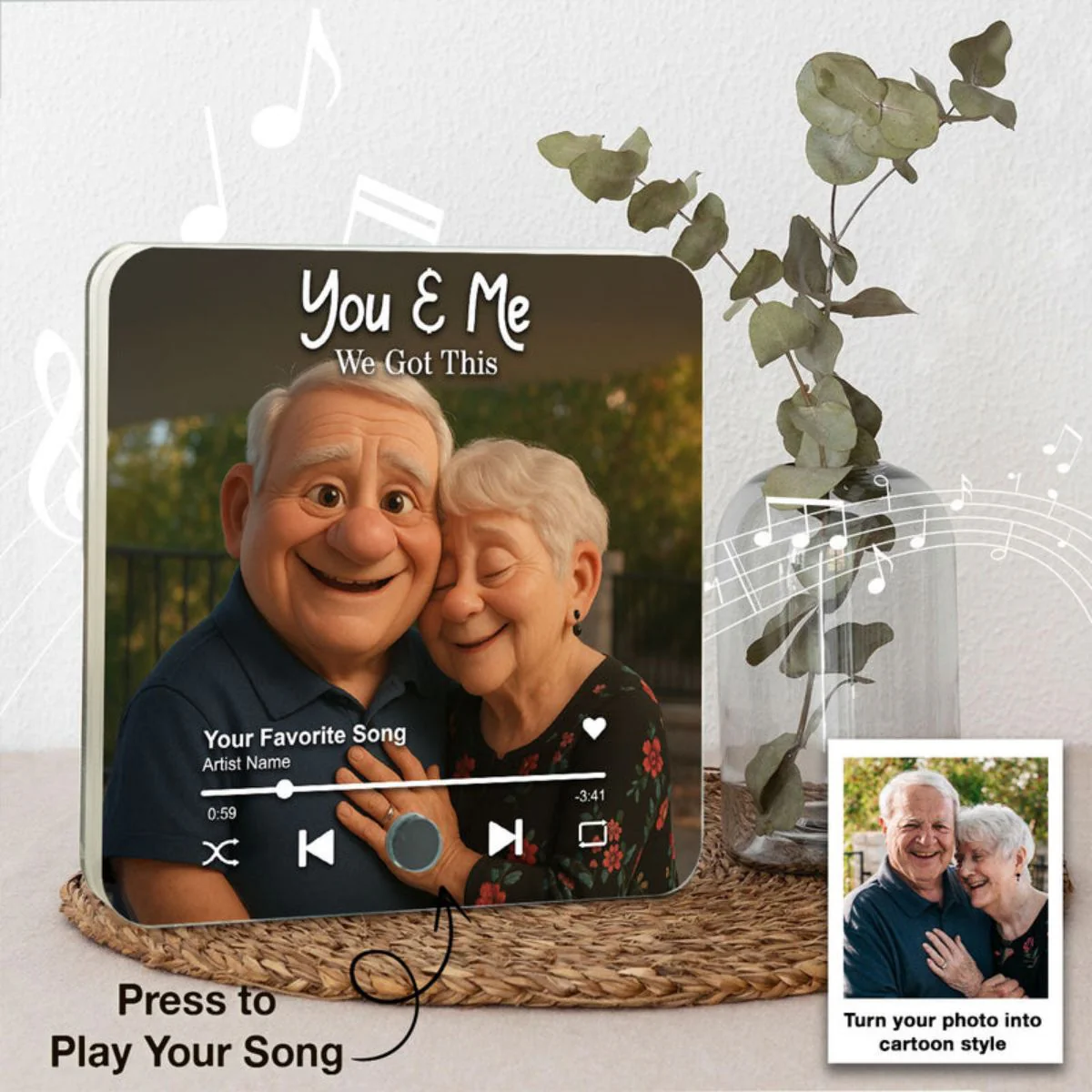 I Want to Grow Old with You Cartoon Couple Personalized Music Fridge Magnet, Heartfelt 2025 Gift, Anniversary Gift For Couple, For Him, For Her, Husband, Wife - Image 10