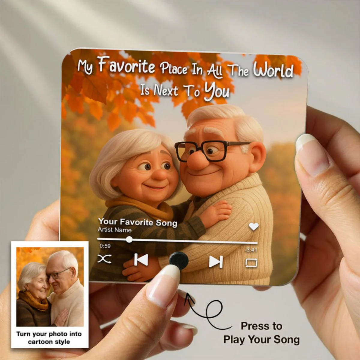 I Want to Grow Old with You Cartoon Couple Personalized Music Fridge Magnet, Heartfelt 2025 Gift, Anniversary Gift For Couple, For Him, For Her, Husband, Wife - Image 5