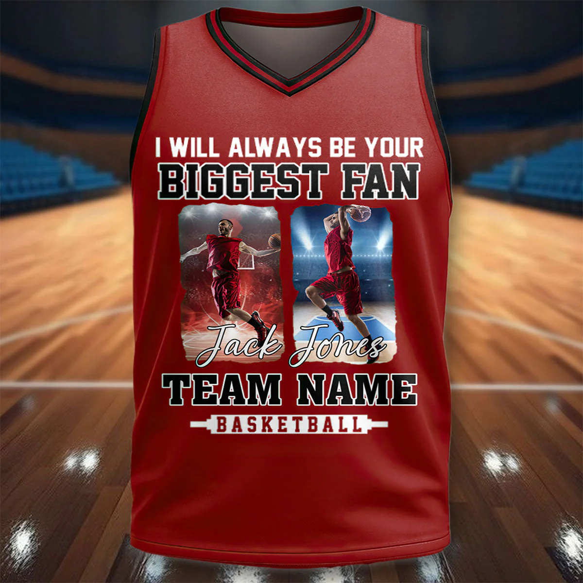 I Will Always Be Your Biggest Fan - Personalized Custom Photo Basketball Jersey Shirt For Basketball Family Game Day - Image 3