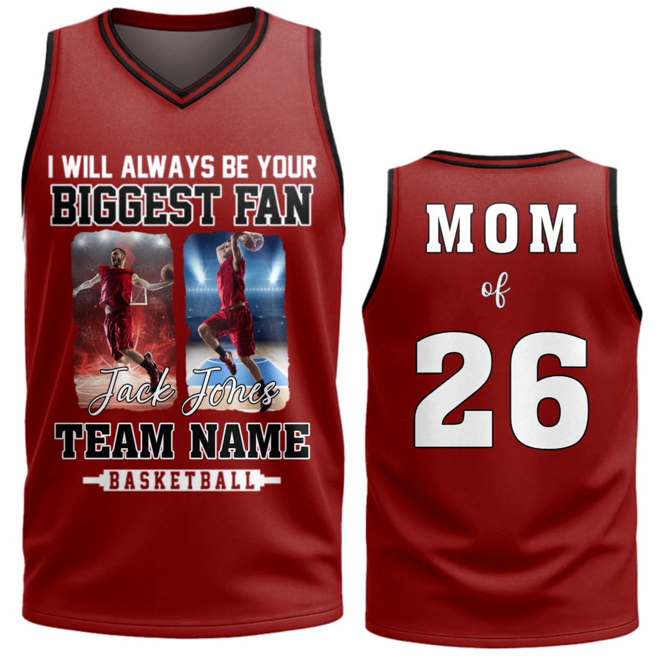 I Will Always Be Your Biggest Fan - Personalized Custom Photo Basketball Jersey Shirt For Basketball Family Game Day - Image 4