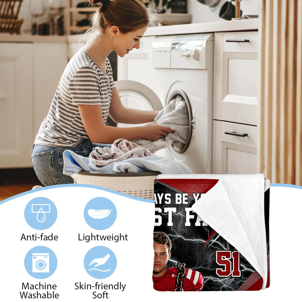 I Will Always Be Your Biggest Fan - Personalized Football Blanket For Football Mom Grandma - Image 5