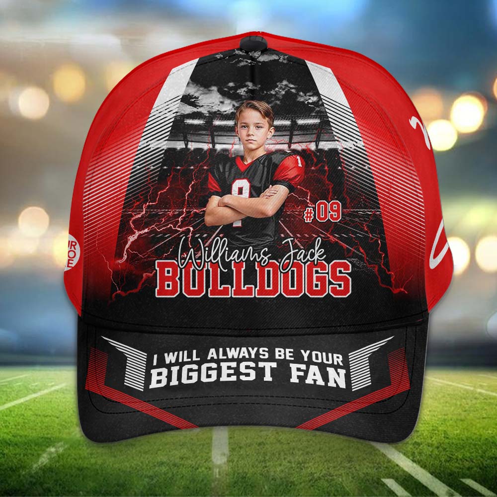 I Will Always Be Your Biggest Fan Personalized Photo Football Classic Cap - Image 3