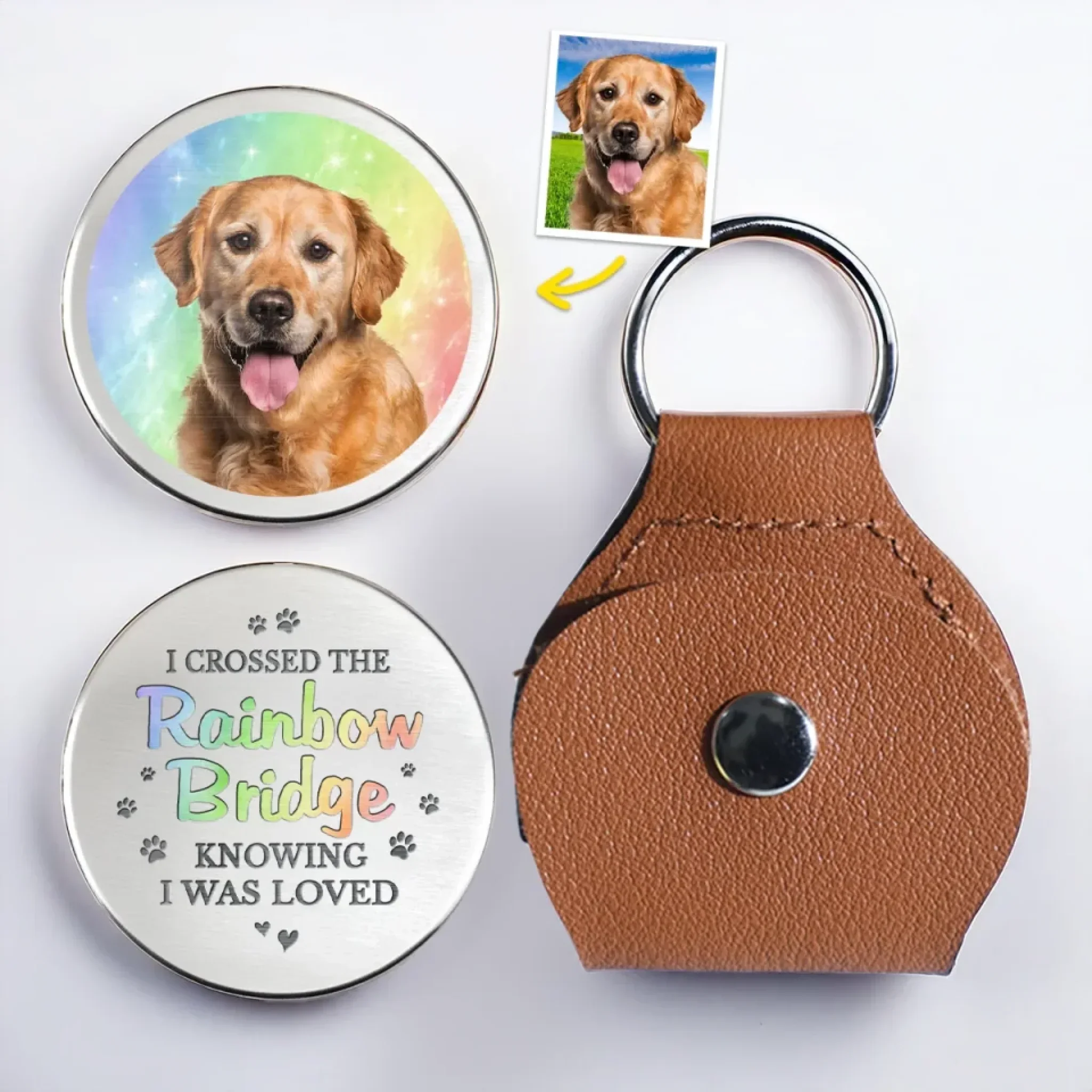 I Will Carry You - Memorial Personalized Photo Keychain Pocket Hug Gift For Pet Lovers - Image 4