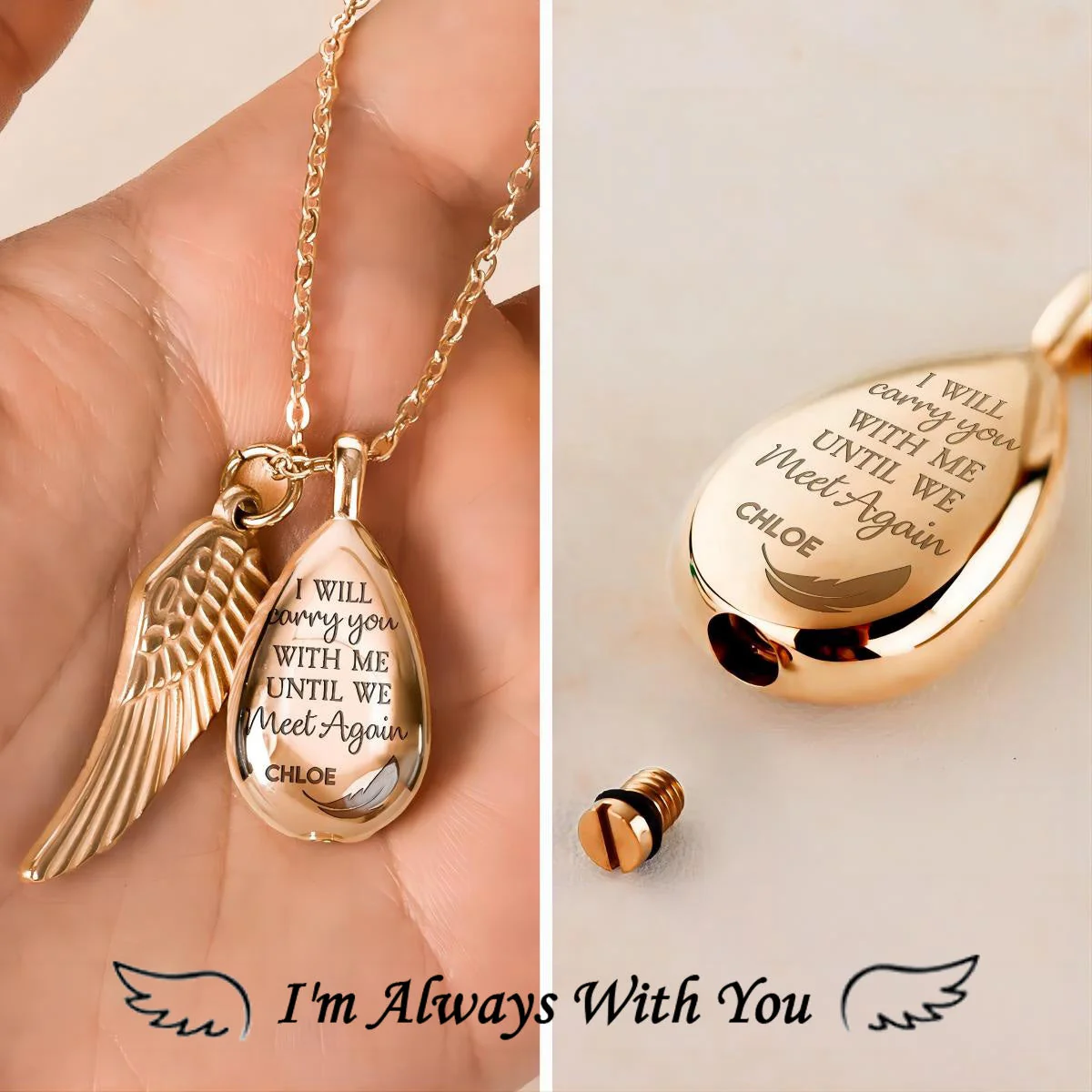 I Will Carry You With Me - Personalized Urn Necklace - Image 4