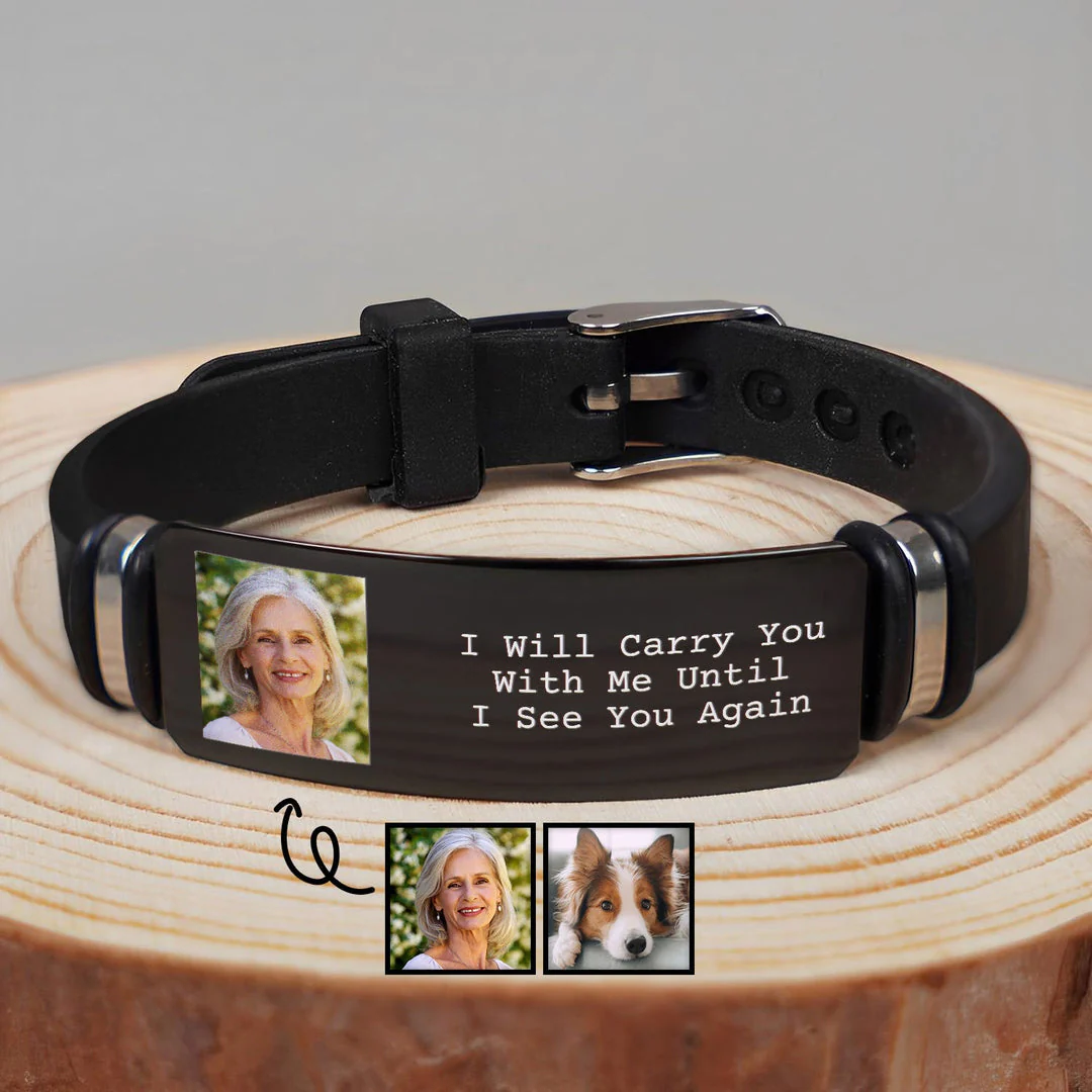 I Will Carry You With Me Until I See You Again - Custom Photo Bracelet, Sympathy Gift - Image 5