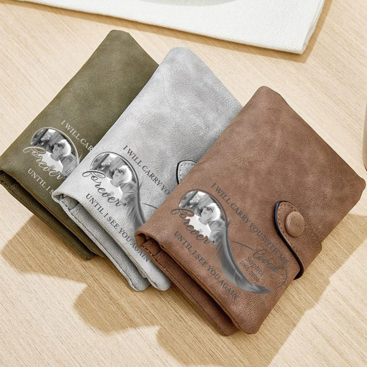 I Will Carry You With Me Until I See You Again - Personalized Photo Leather Wallet - Image 4