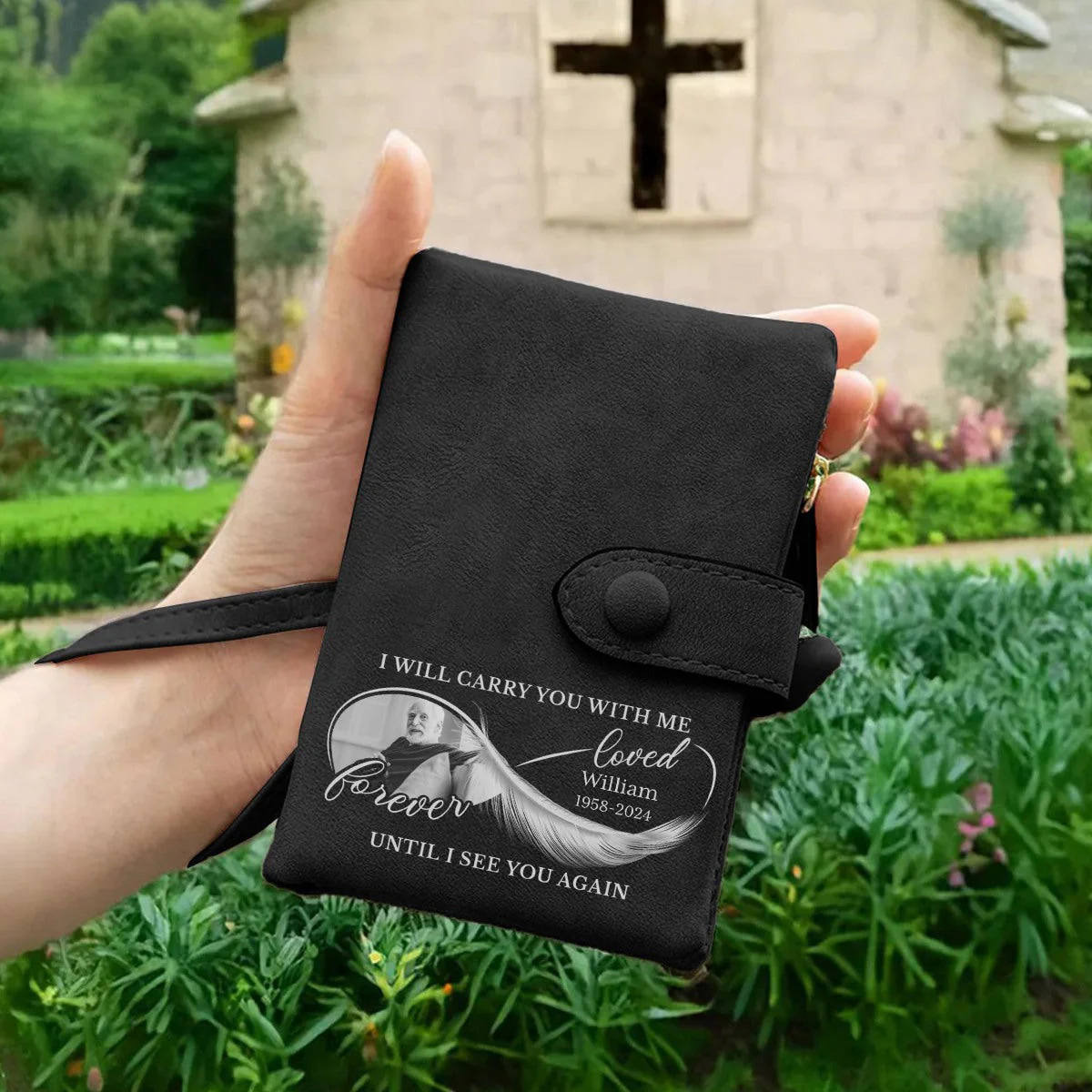 I Will Carry You With Me Until I See You Again - Personalized Photo Leather Wallet - Image 6