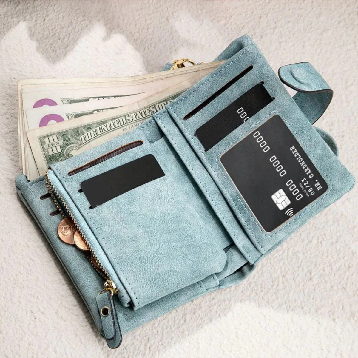 I Will Carry You With Me Until I See You Again - Personalized Photo Leather Wallet - Image 9