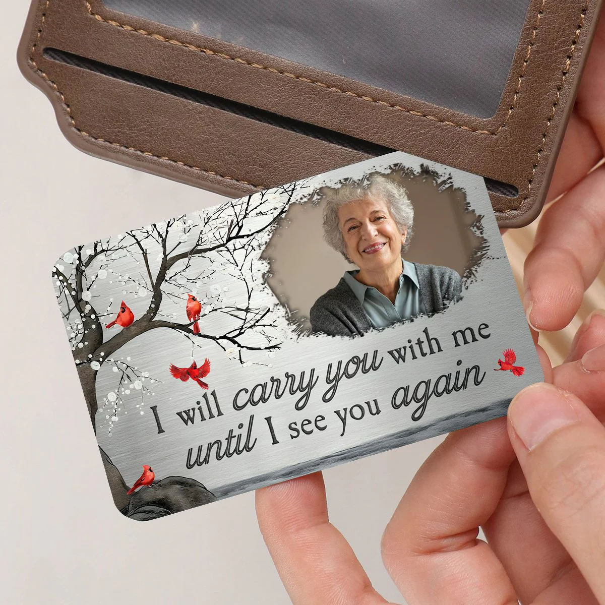 I Will Carry You With Me Until I See You Again - Personalized Photo Wallet Card - Image 2