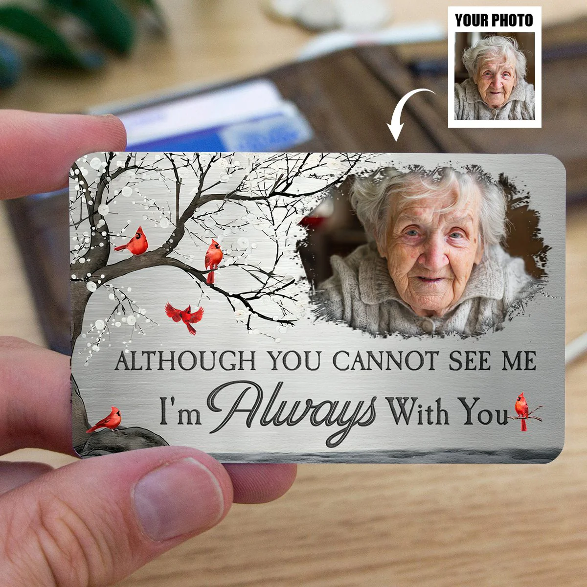 I Will Carry You With Me Until I See You Again - Personalized Photo Wallet Card - Image 4