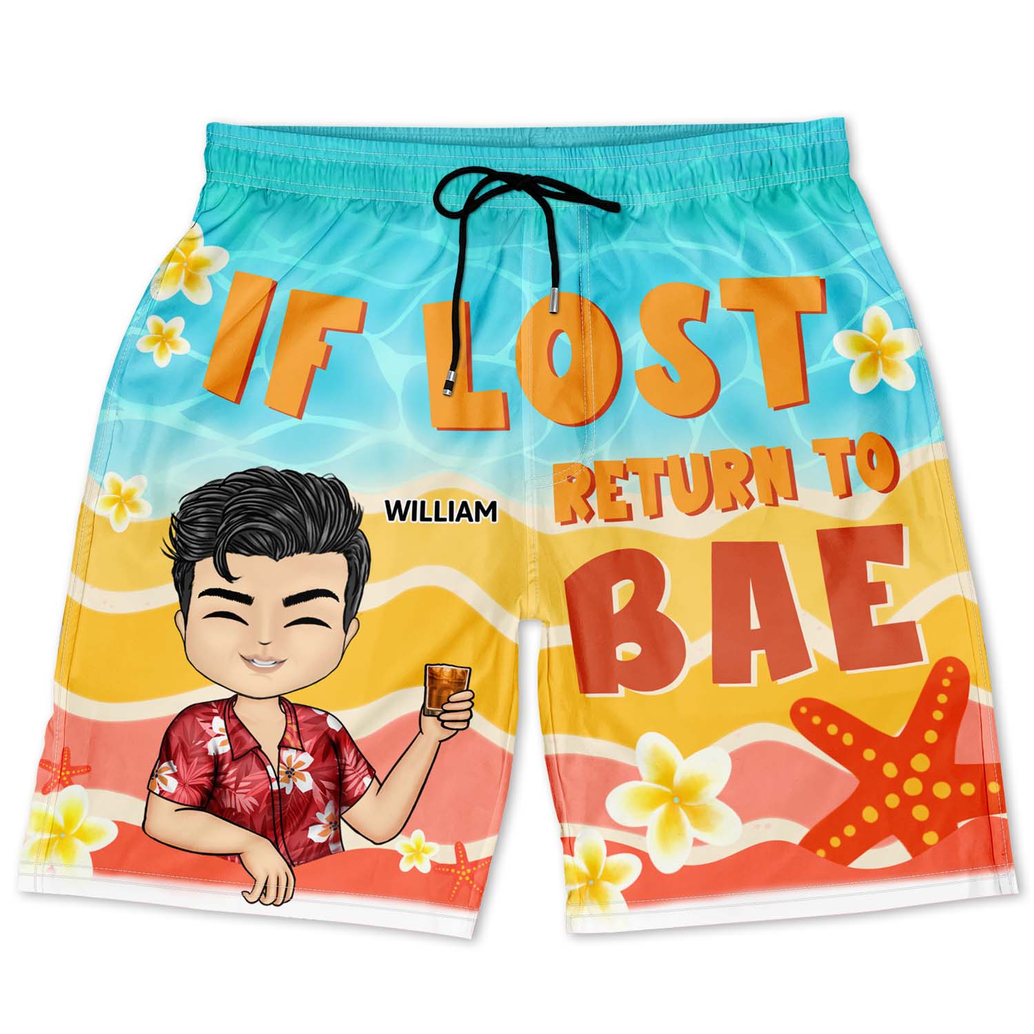 If Lost Return To Bae Couple - Anniversary, Birthday Gift For Spouse, Husband, Wife, Boyfriend, Girlfriend - Personalized Custom Couple Beach Shorts - Image 5