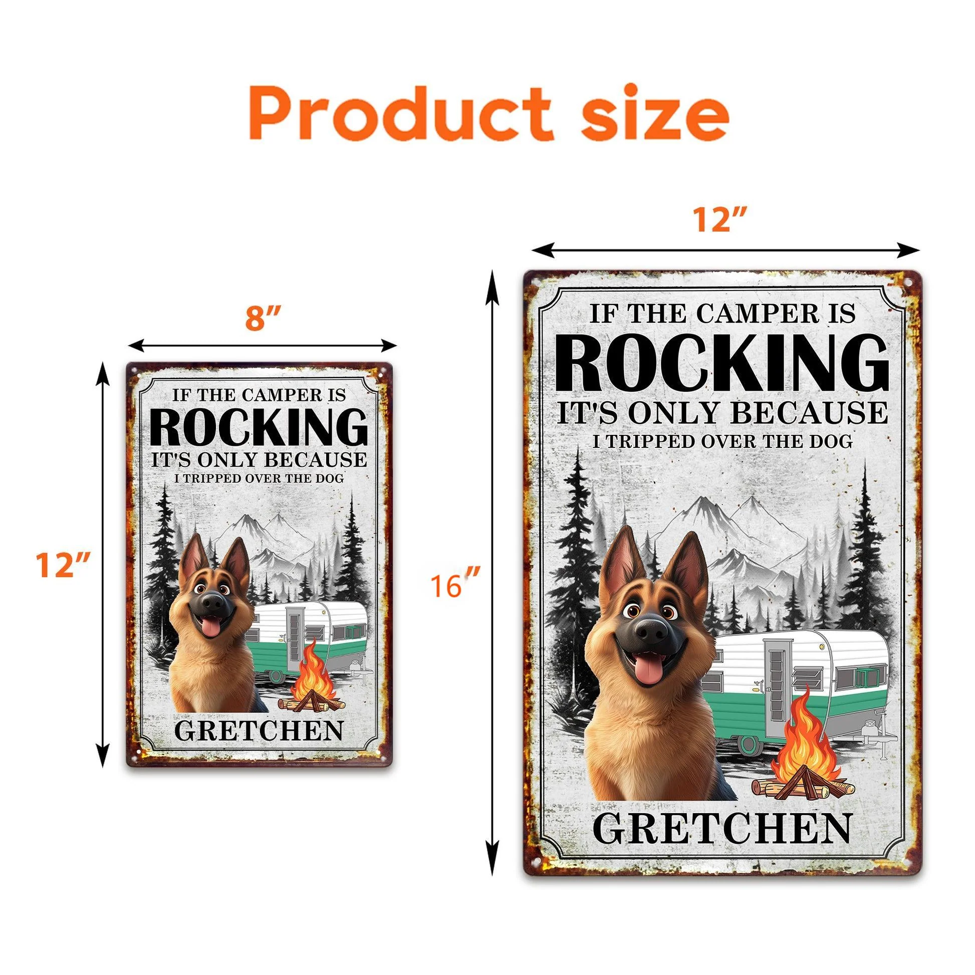 If The Camper Is Rocking It's Because I Tripped Over The Dog - Personalized Metal Sign - Image 5