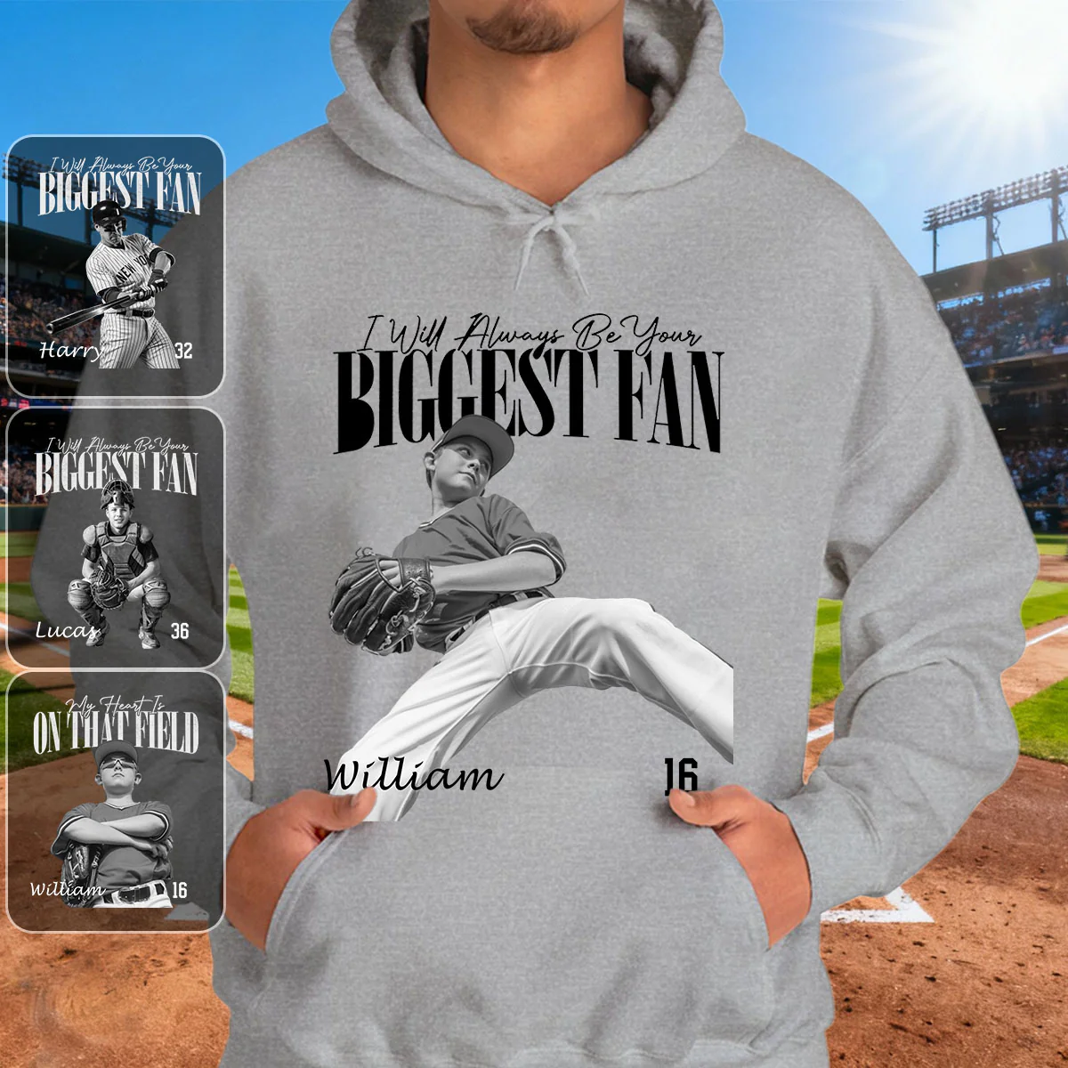 I'll Always Be Your Biggest Fan - Any Sport, Name, Number Personalized Pure Cotton Hoodie For Sport Players - Image 3