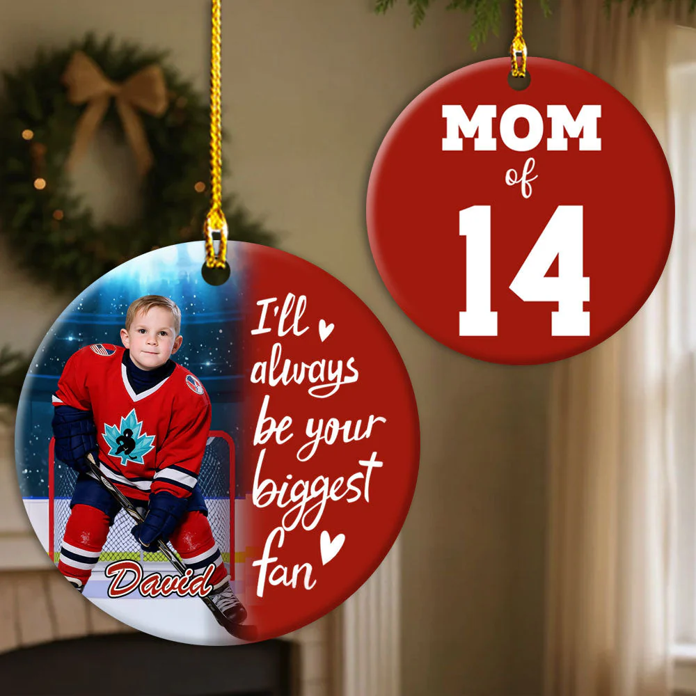 I'll Always Be Your Biggest Fan, Custom Photo Ice Hockey Ornament, Gift For Ice Hockey Family - Image 6