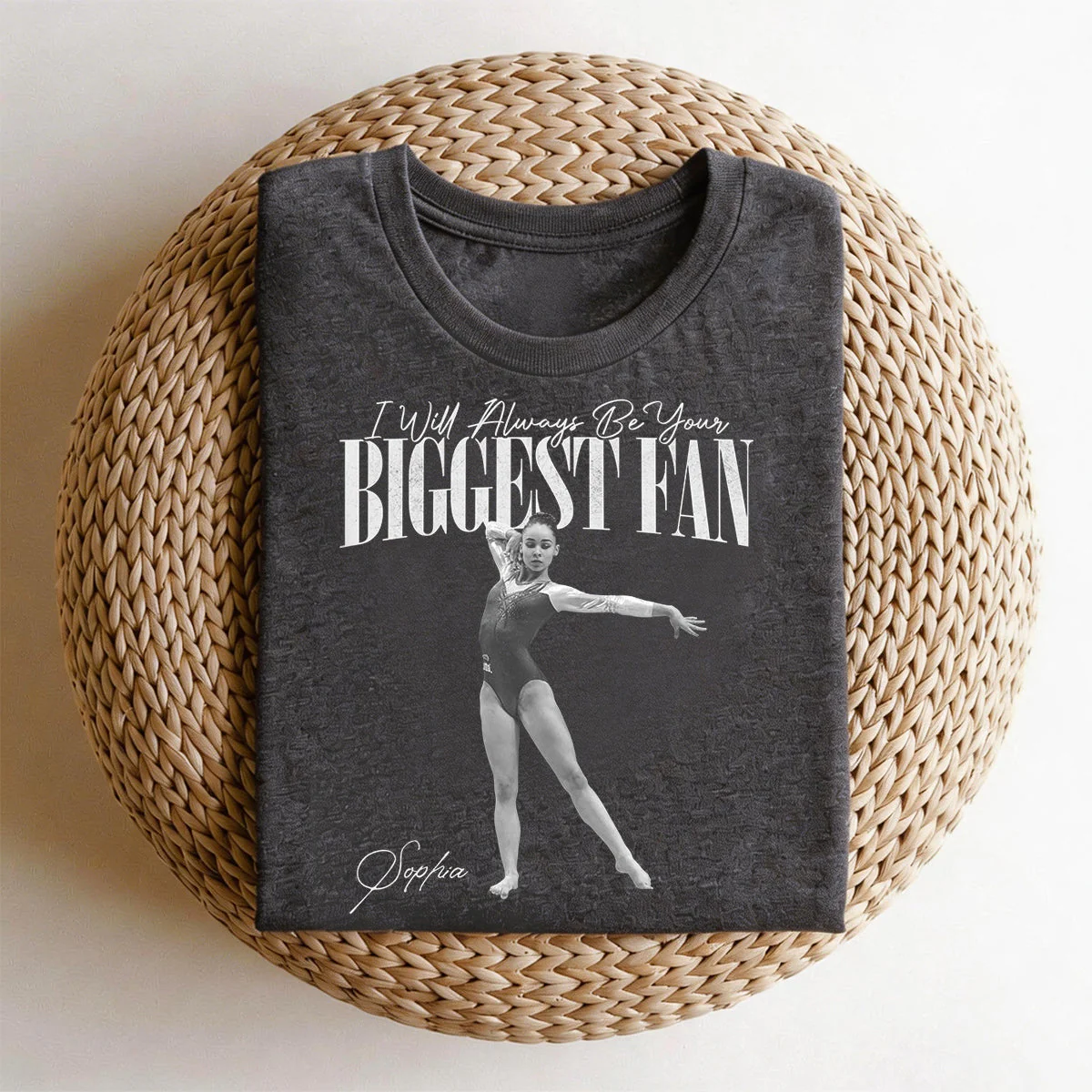 I'll Always Be Your Biggest Fan - Personalized Photo Retro Bootleg T-Shirt For Gymnast - Image 3