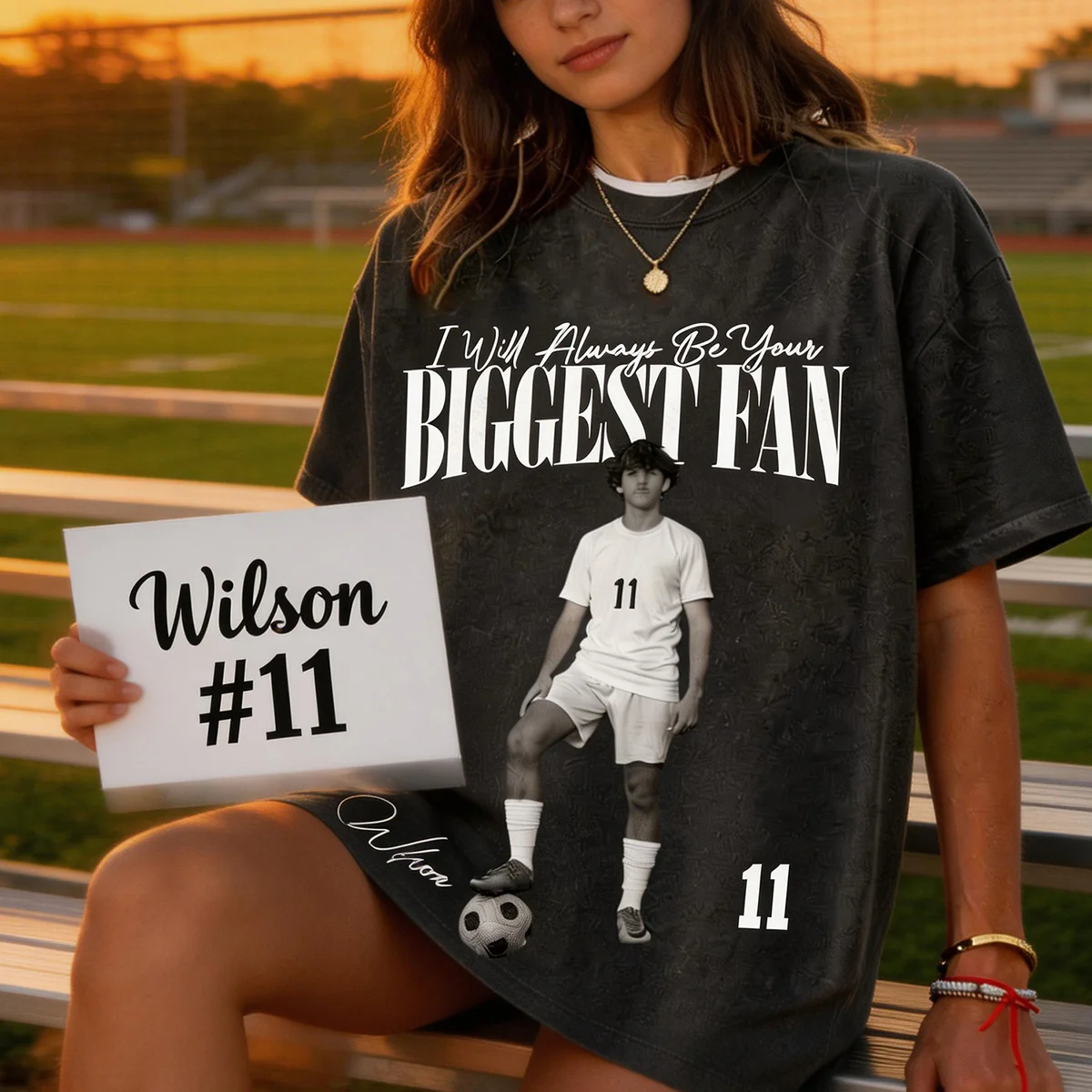 I'll Always Be Your Biggest Fan - Personalized Photo Retro Bootleg T-shirt For Soccer Players - Image 5