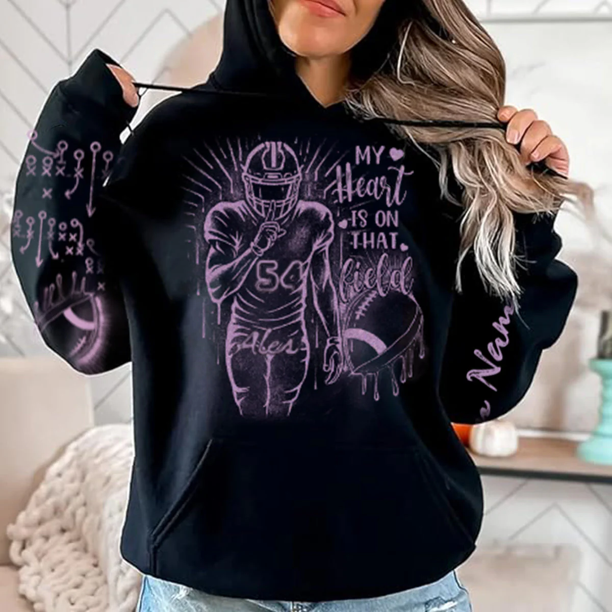 I'll Always Your Biggest Fan - Personalized Bleach Style Football Hoodie For Football Mom - Image 4