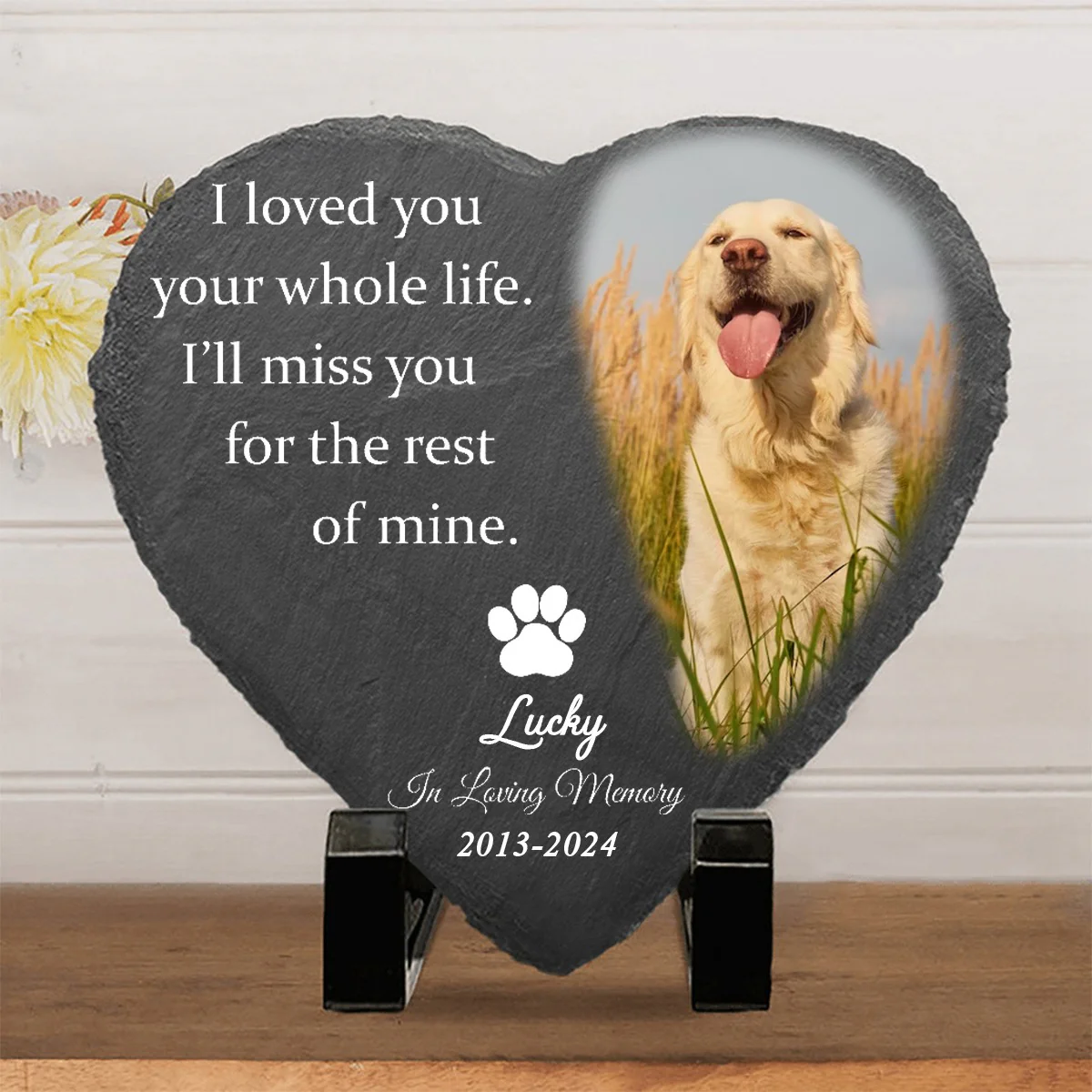 I'll Miss You For The Rest of Mine Personalized Heart Shape Memorial Stone - Image 2