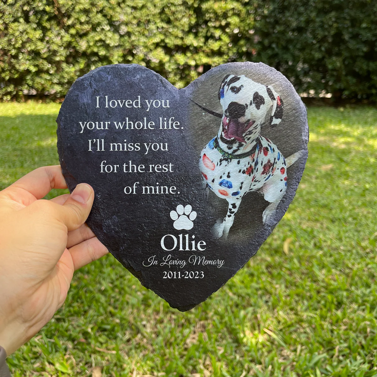 I'll Miss You For The Rest of Mine Personalized Heart Shape Memorial Stone - Image 3