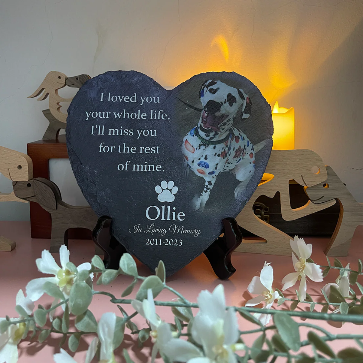 I'll Miss You For The Rest of Mine Personalized Heart Shape Memorial Stone - Image 5