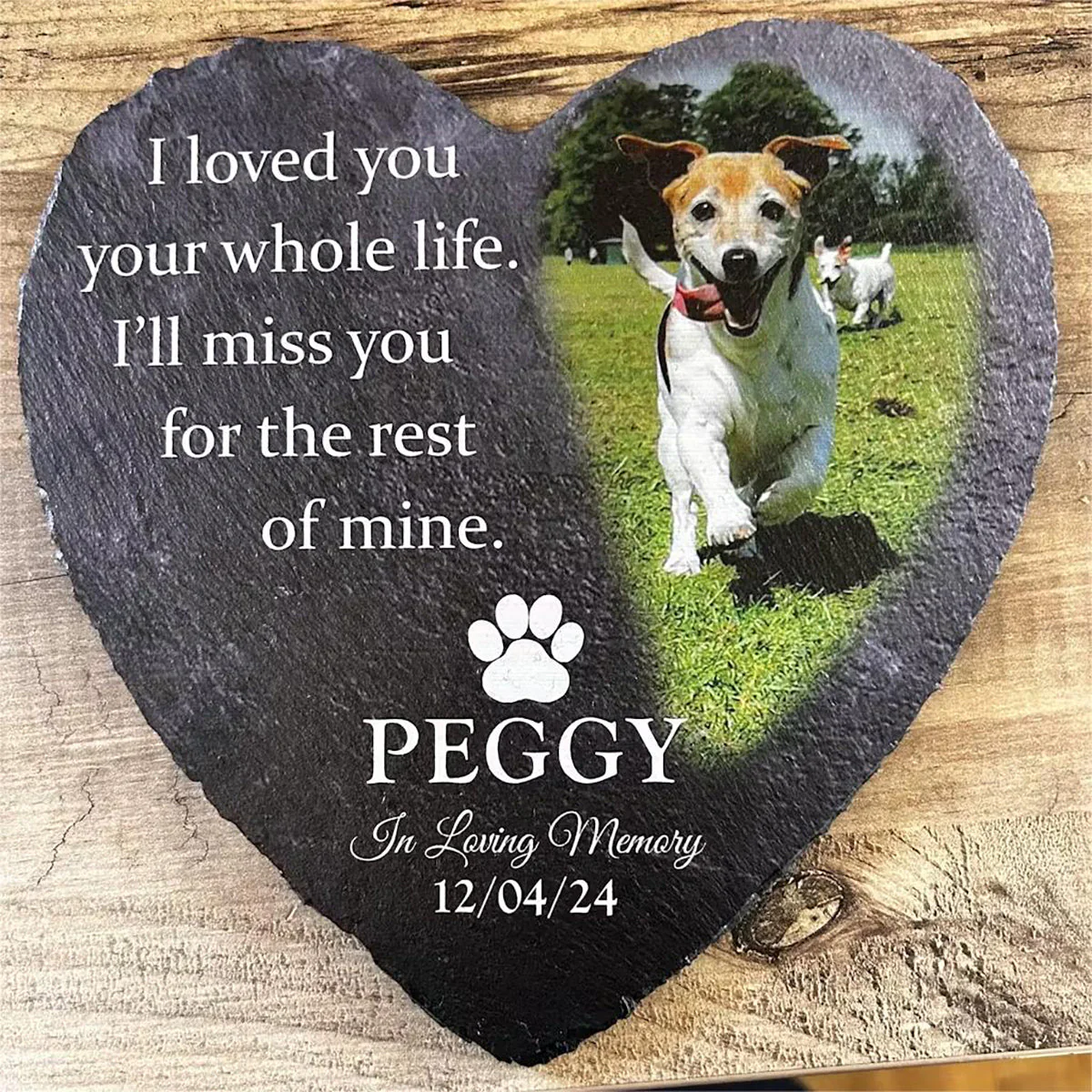 I'll Miss You For The Rest of Mine Personalized Heart Shape Memorial Stone - Image 6