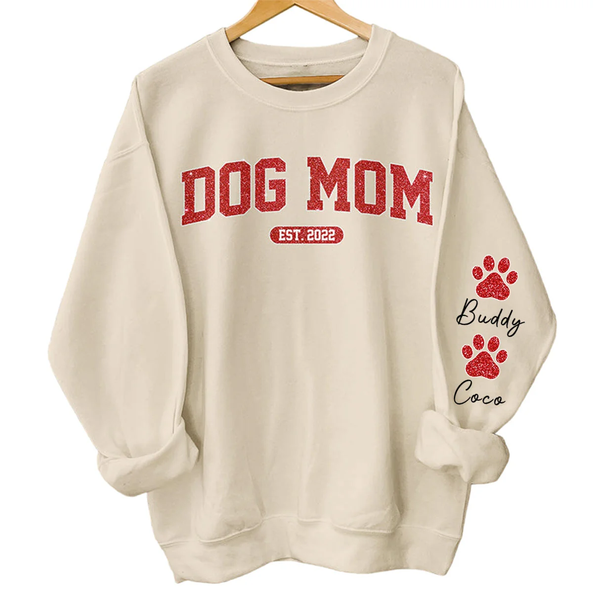 I'm A Cool Dog Mama - Personalized Pet Lovers Sweatshirt With Design On Sleeve