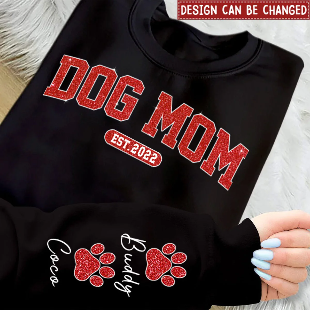 I'm A Cool Dog Mama - Personalized Pet Lovers Sweatshirt With Design On Sleeve - Image 2