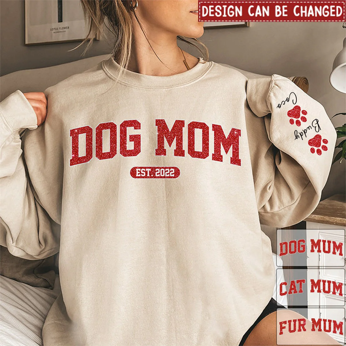I'm A Cool Dog Mama - Personalized Pet Lovers Sweatshirt With Design On Sleeve - Image 4